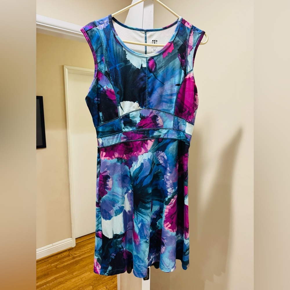 Title Nine Buttah Fit Flare Sleeveless Dream Dress Blue Watercolor Gorpcore M